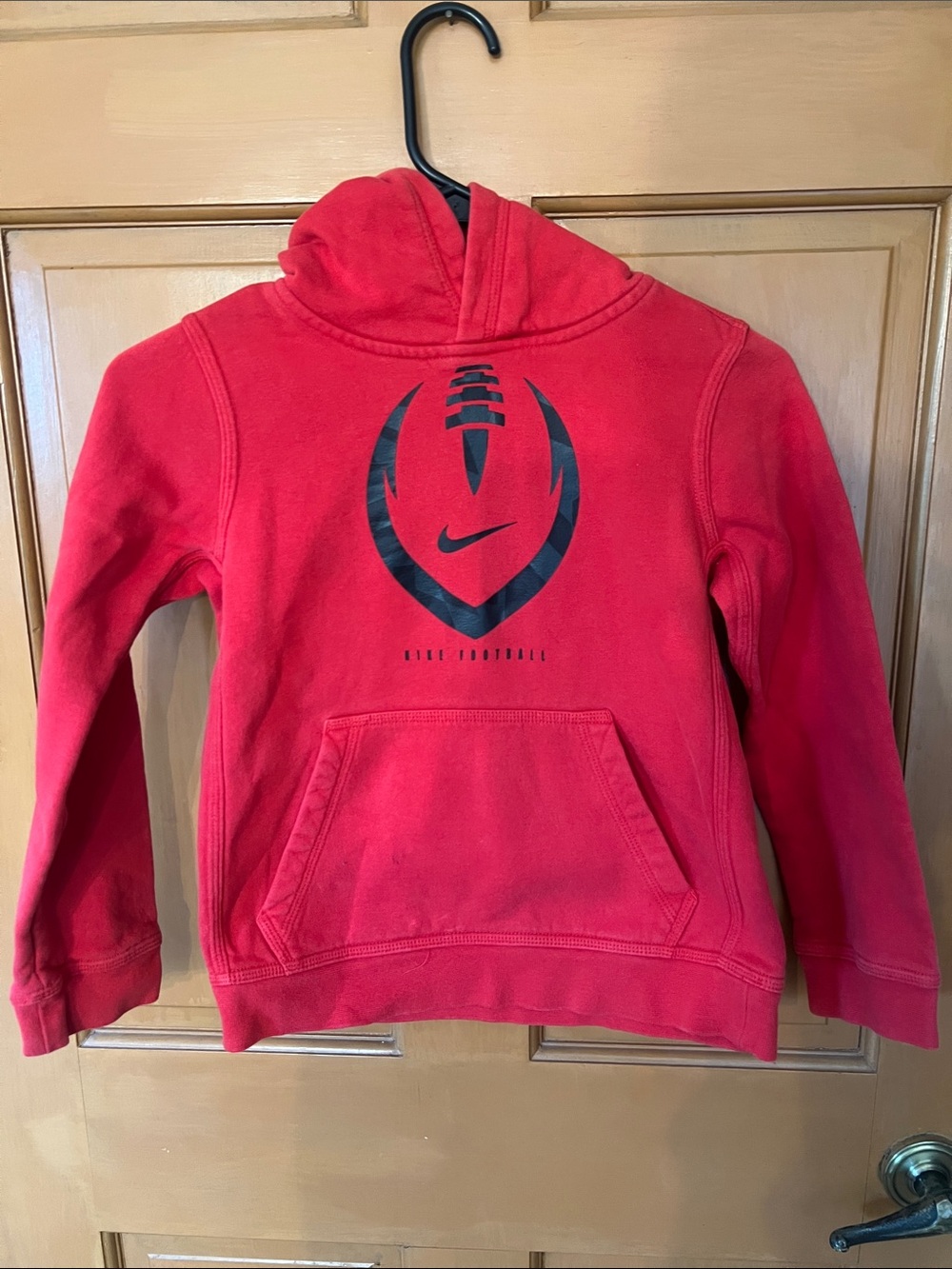 Nike Red Kids Hoodie with Black Football Logo